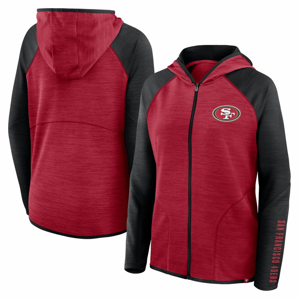 San Francisco 49ers Women's Redzone End Around Pass Raglan Full-Zip Hoodie Scarlet/Black