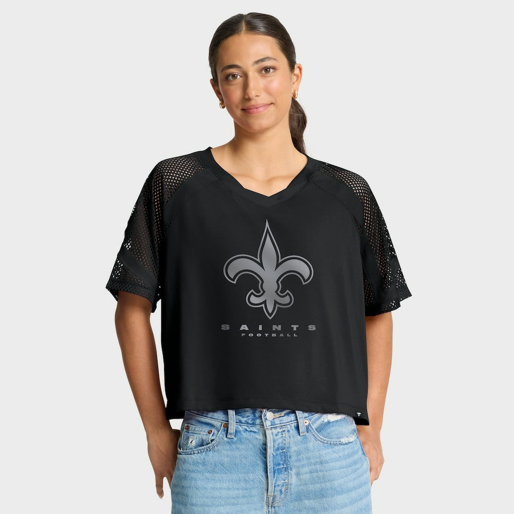 NFL New Orleans Saints Women's Oversized Raglan V-Neck Blackout Fashion Jersey sale