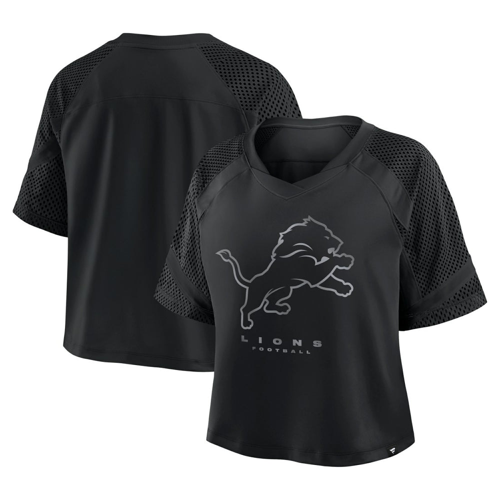NFL Detroit Lions Women's Oversized Raglan V-Neck Blackout Fashion Jersey on sale