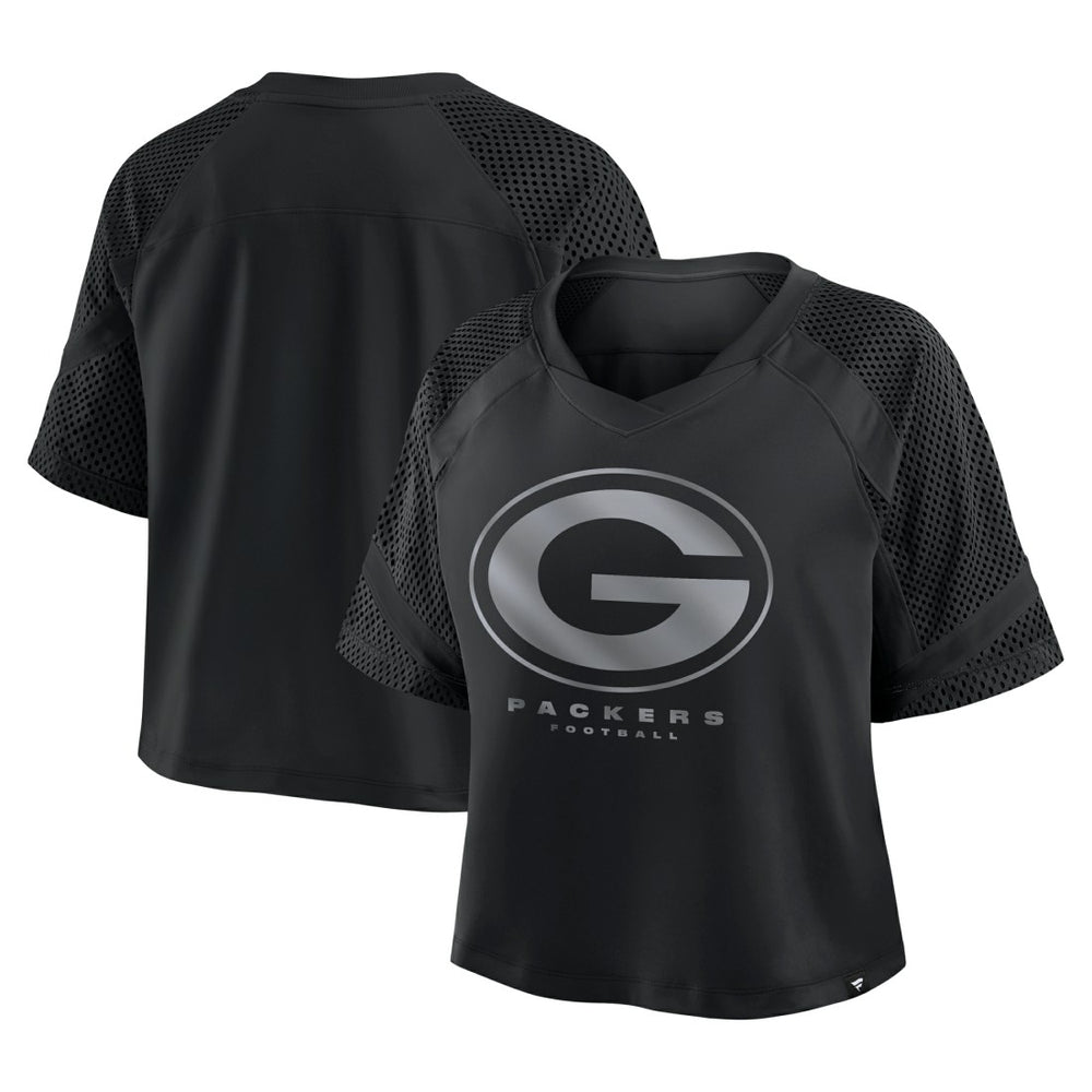 NFL Green Bay Packers Women's Oversized Raglan V-Neck Blackout Fashion Jersey for sale