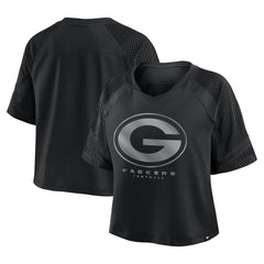 NFL Green Bay Packers Women's Oversized Raglan V-Neck Blackout Fashion Jersey for sale