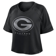 NFL Green Bay Packers Women's Oversized Raglan V-Neck Blackout Fashion Jersey for sale
