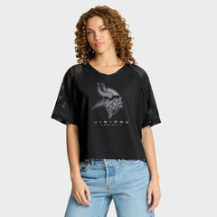 NFL Minnesota Vikings Women's Oversized Raglan V-Neck Blackout Fashion Jersey discount
