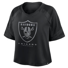 NFL Las Vegas Raiders Women's Oversized Raglan V-Neck Blackout Fashion Jersey discount