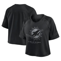 NFL Miami Dolphins Women's Oversized Raglan V-Neck Blackout Fashion Jersey online