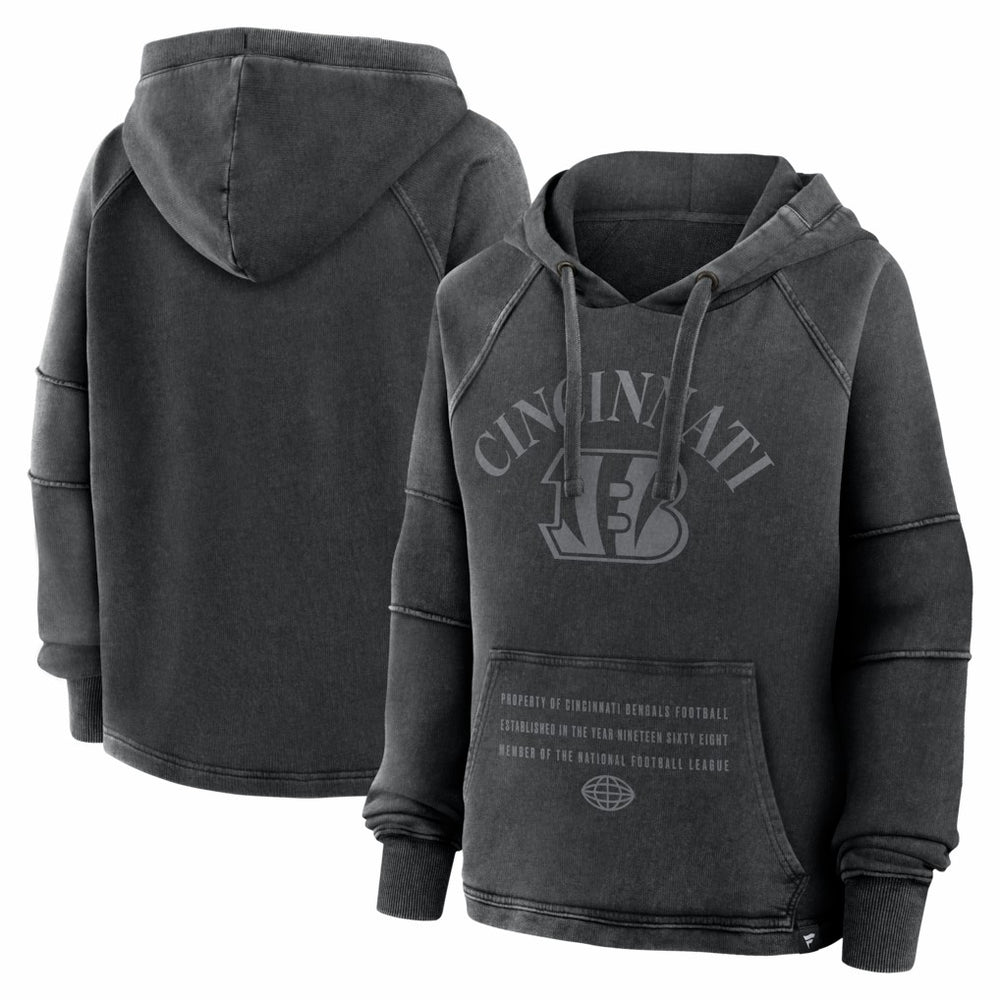 Cincinnati Bengals Women's Oversized Raglan Gridiron Hoodie Black