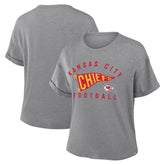 Kansas City Chiefs Women's Pennant Wave Tribute Tri-Blend Boxy T-Shirt Heather Gray