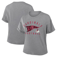 Arizona Cardinals Women's Pennant Wave Tribute Tri-Blend Boxy T-Shirt Heather Gray
