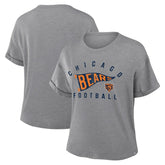 Chicago Bears Women's Pennant Wave Tribute Tri-Blend Boxy T-Shirt Heather Gray