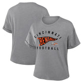 Cincinnati Bengals Women's Pennant Wave Tribute Tri-Blend Boxy T-Shirt Heather Gray