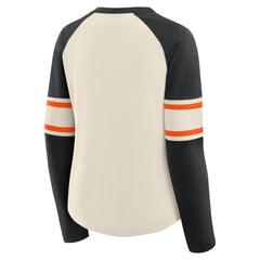 Cincinnati Bengals Women's Hometown Gridiron Hero Raglan Lace-Up V-Neck Long Sleeve T-Shirt Cream/Black
