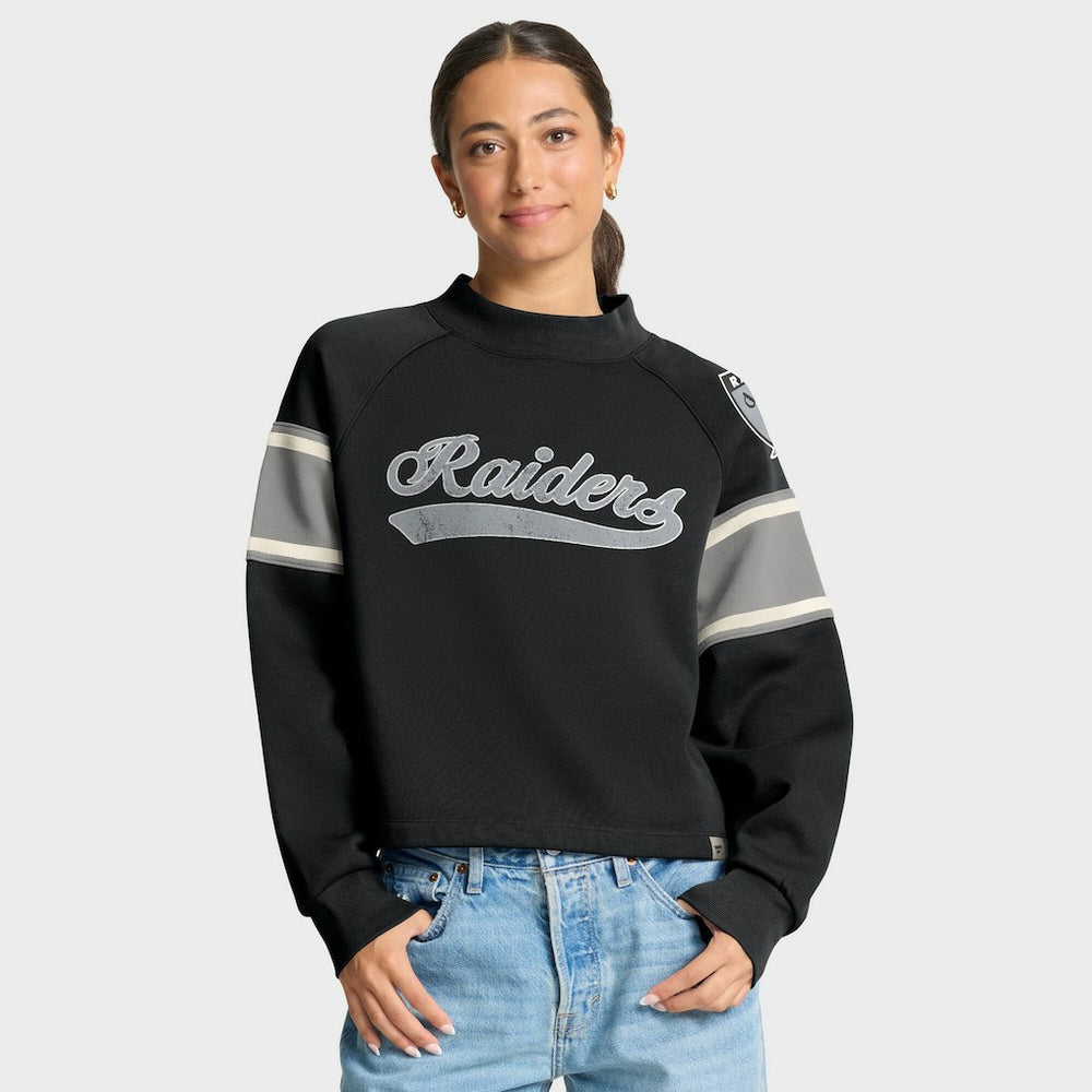 Las Vegas Raiders Oversized Hometown Toss Sweep Mock Neck Pullover Black
