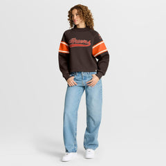 Cleveland Browns Oversized Hometown Toss Sweep Mock Neck Pullover Brown