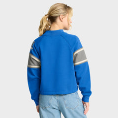 Detroit Lions Oversized Hometown Toss Sweep Mock Neck Pullover Blue