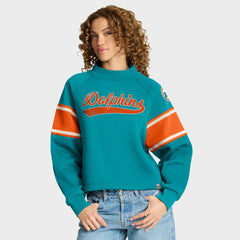 Miami Dolphins Oversized Hometown Toss Sweep Mock Neck Pullover Aqua