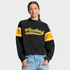 Pittsburgh Steelers Oversized Hometown Toss Sweep Mock Neck Pullover Black