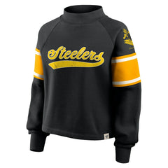 Pittsburgh Steelers Oversized Hometown Toss Sweep Mock Neck Pullover Black