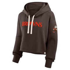 Cleveland Browns Women's Oversized Hometown Heritage Cropped Hoodie Brown