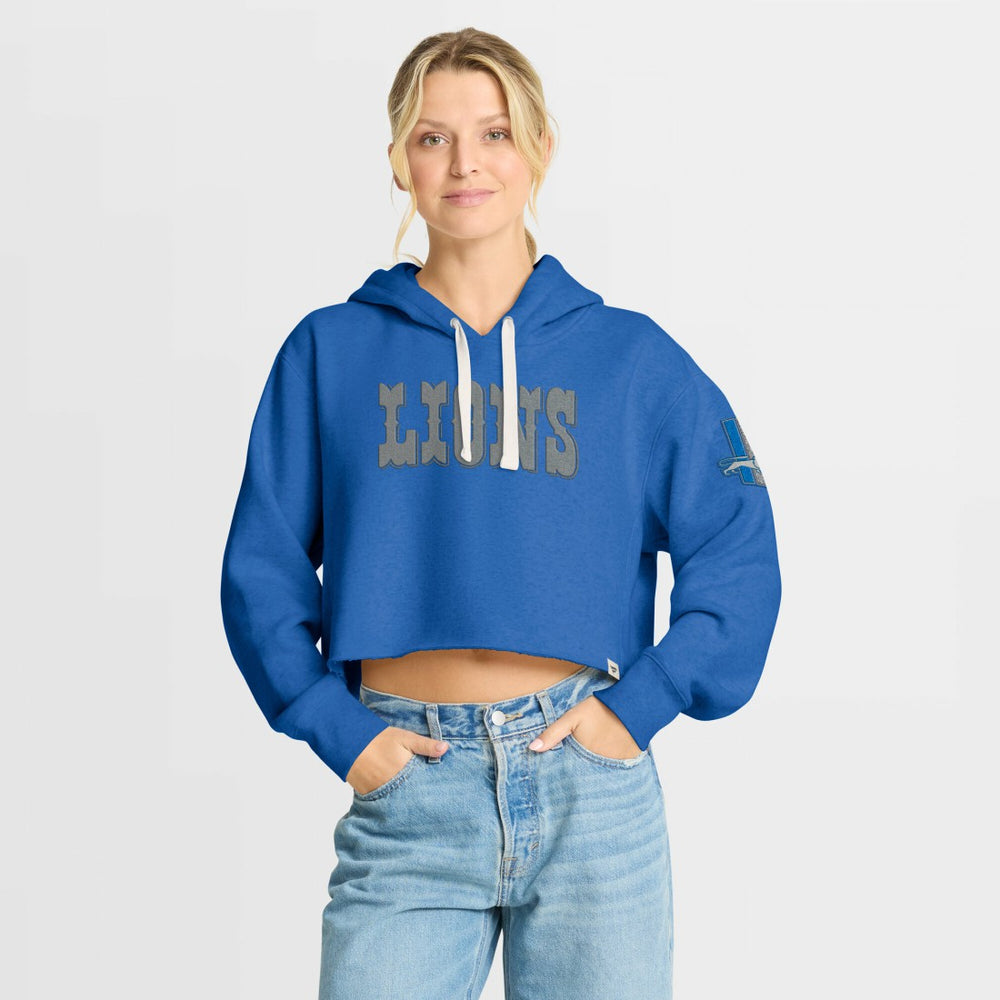 Detroit Lions Women's Oversized Hometown Heritage Cropped Hoodie Blue
