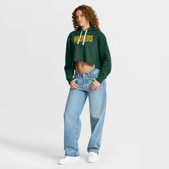 Green Bay Packers Women's Oversized Hometown Heritage Cropped Hoodie Green