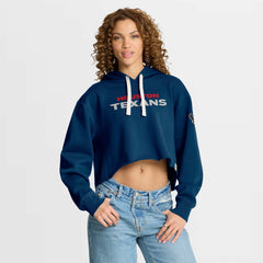 Houston Texans Women's Oversized Hometown Heritage Cropped Hoodie Navy