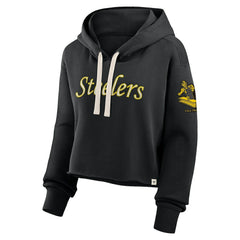Pittsburgh Steelers Women's Oversized Hometown Heritage Cropped Hoodie Black
