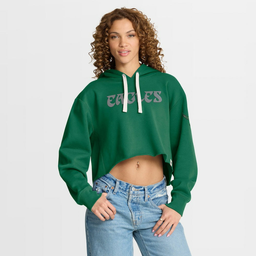Philadelphia Eagles Women's Oversized Hometown Heritage Cropped Hoodie Kelly Green