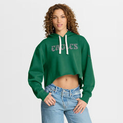 Philadelphia Eagles Women's Oversized Hometown Heritage Cropped Hoodie Kelly Green