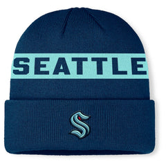 NHL Seattle Kraken Fanatics Authentic Pro Rink Cuffed Knit Hat - Deep Sea Blue