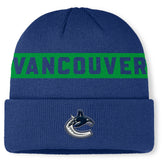 NHL Vancouver Canucks Fanatics Authentic Pro Rink Cuffed Knit Hat - Blue