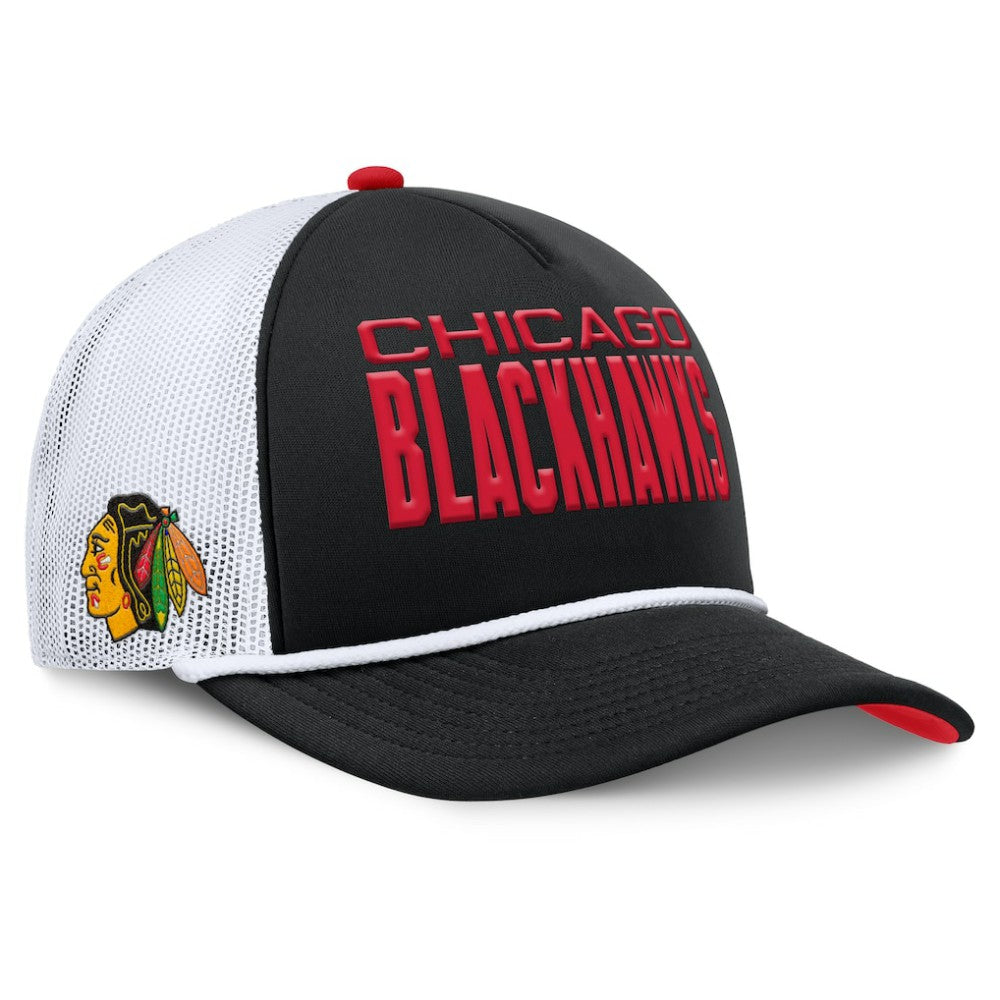 NHL Chicago Blackhawks Fanatics Authentic Pro Rink A-Frame Adjustable Hat - Black/White
