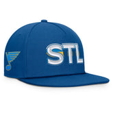 NHL St. Louis Blues Fanatics Authentic Pro Rink Team Code Snapback Hat - Blue