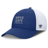 NHL Toronto Maple Leafs Fanatics Authentic Pro Rink Lockup Adjustable Trucker Hat - Blue/White