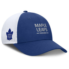 NHL Toronto Maple Leafs Fanatics Authentic Pro Rink Lockup Adjustable Trucker Hat - Blue/White