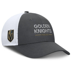 NHL Vegas Golden Knights Fanatics Authentic Pro Rink Lockup Adjustable Trucker Hat - Gray/White