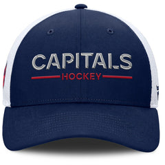 NHL Washington Capitals Fanatics Authentic Pro Rink Lockup Adjustable Trucker Hat - Navy/White