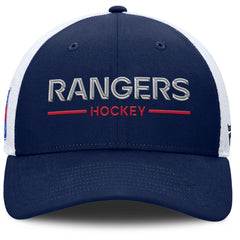 NHL New York Rangers Fanatics Authentic Pro Rink Lockup Adjustable Trucker Hat - Navy/White