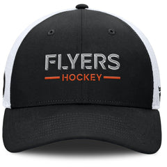 NHL Philadelphia Flyers Fanatics Authentic Pro Rink Lockup Adjustable Trucker Hat - Black/White