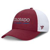 NHL Colorado Avalanche Fanatics Authentic Pro Rink Lockup Adjustable Trucker Hat - Burgundy/White