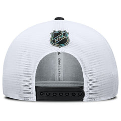NHL Chicago Blackhawks Fanatics Authentic Pro Rink Lockup Adjustable Trucker Hat - Black/White