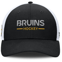 NHL Boston Bruins Fanatics Authentic Pro Rink Lockup Adjustable Trucker Hat - Black/White