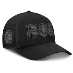 NHL Boston Bruins Fanatics Authentic Pro Road Team Code Trucker Adjustable Hat - Black