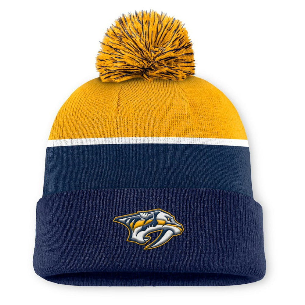 NHL Nashville Predators Fanatics Authentic Pro Rink Cuffed Knit Hat with Pom - Navy