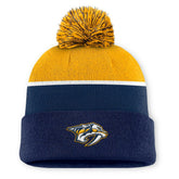 NHL Nashville Predators Fanatics Authentic Pro Rink Cuffed Knit Hat with Pom - Navy