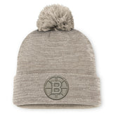 NHL Boston Bruins Fanatics Authentic Pro Road Cuffed Knit Hat with Pom - Tan