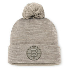 NHL Boston Bruins Fanatics Authentic Pro Road Cuffed Knit Hat with Pom - Tan