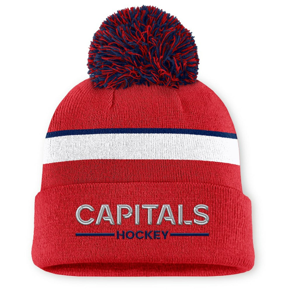 NHL Washington Capitals Fanatics Women's Authentic Pro Rink Cuffed Knit Hat with Pom - Red
