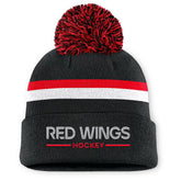 NHL Detroit Red Wings Fanatics Women's Authentic Pro Rink Cuffed Knit Hat with Pom - Black