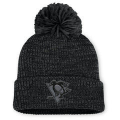 NHL Pittsburgh Penguins Fanatics Women's Authentic Pro Road Cuffed Knit Hat with Pom - Black