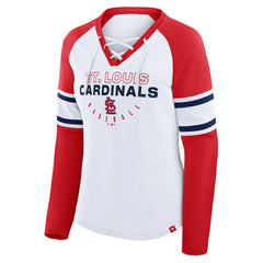 St. Louis Cardinals Fanatics Women's Blitz Package Raglan Lace-Up V-Neck Long Sleeve T-Shirt - White/Red T-shirts